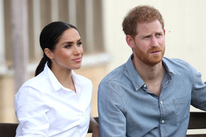 The Duke and Duchess of Sussex visit a local farming family, the Woodleys, on Oct. 17, 2018, in Dubbo, Australia.