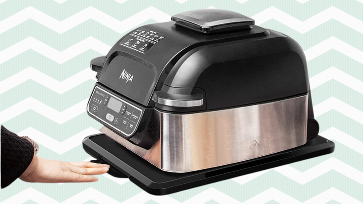 The <a href="https://www.amazon.com/Goldlion-Appliance-Sliding-Compatible-KitchenAid/dp/B08PTQT6FT?tag=kristenadaway-20&ascsubtag=63ff66d7e4b0db7a1f6915e1%2C-1%2C-1%2Cd%2C0%2C0%2Chp-fil-am%3D0%2C0%3A0%2C0%2C0%2C0" target="_blank" role="link" data-amazon-link="true" rel="sponsored" class=" js-entry-link cet-external-link" data-vars-item-name="Goldlion appliance sliding tray" data-vars-item-type="text" data-vars-unit-name="63ff66d7e4b0db7a1f6915e1" data-vars-unit-type="buzz_body" data-vars-target-content-id="https://www.amazon.com/Goldlion-Appliance-Sliding-Compatible-KitchenAid/dp/B08PTQT6FT?tag=kristenadaway-20&ascsubtag=63ff66d7e4b0db7a1f6915e1%2C-1%2C-1%2Cd%2C0%2C0%2Chp-fil-am%3D0%2C0%3A0%2C0%2C0%2C0" data-vars-target-content-type="url" data-vars-type="web_external_link" data-vars-subunit-name="article_body" data-vars-subunit-type="component" data-vars-position-in-subunit="12">Goldlion appliance sliding tray</a> used with a <a href="https://www.amazon.com/Ninja-Dehydrate-Indoor-Electric-AG301/dp/B07S76WBGF?tag=kristenadaway-20&ascsubtag=63ff66d7e4b0db7a1f6915e1%2C-1%2C-1%2Cd%2C0%2C0%2Chp-fil-am%3D0%2C0%3A0%2C0%2C0%2C0" target="_blank" role="link" data-amazon-link="true" rel="sponsored" class=" js-entry-link cet-external-link" data-vars-item-name="Ninja Foodi indoor grill" data-vars-item-type="text" data-vars-unit-name="63ff66d7e4b0db7a1f6915e1" data-vars-unit-type="buzz_body" data-vars-target-content-id="https://www.amazon.com/Ninja-Dehydrate-Indoor-Electric-AG301/dp/B07S76WBGF?tag=kristenadaway-20&ascsubtag=63ff66d7e4b0db7a1f6915e1%2C-1%2C-1%2Cd%2C0%2C0%2Chp-fil-am%3D0%2C0%3A0%2C0%2C0%2C0" data-vars-target-content-type="url" data-vars-type="web_external_link" data-vars-subunit-name="article_body" data-vars-subunit-type="component" data-vars-position-in-subunit="13">Ninja Foodi indoor grill</a>