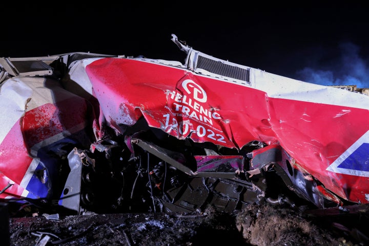 A view of the site of a crash, where two trains collided, near the city of Larissa, Greece, March 1, 2023. REUTERS/Alexandros Avramidis