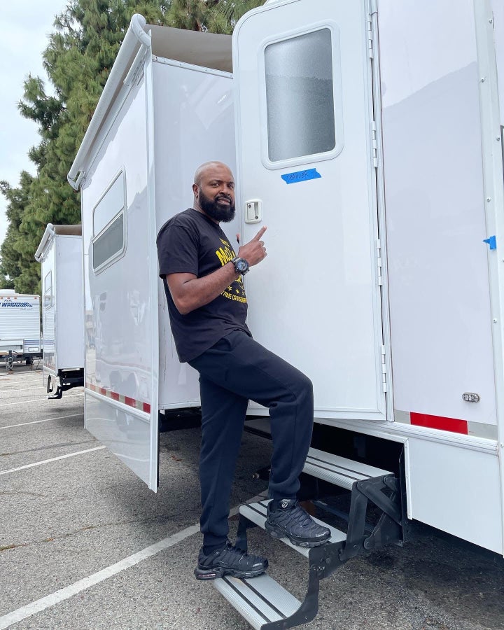 McClain, seen here on the set of "Creed III," has a rich history in boxing. He became WBC Continental Americas Light Heavyweight Champion in 1995 and later twice became WBU Cruiser Weight Champion of the World.