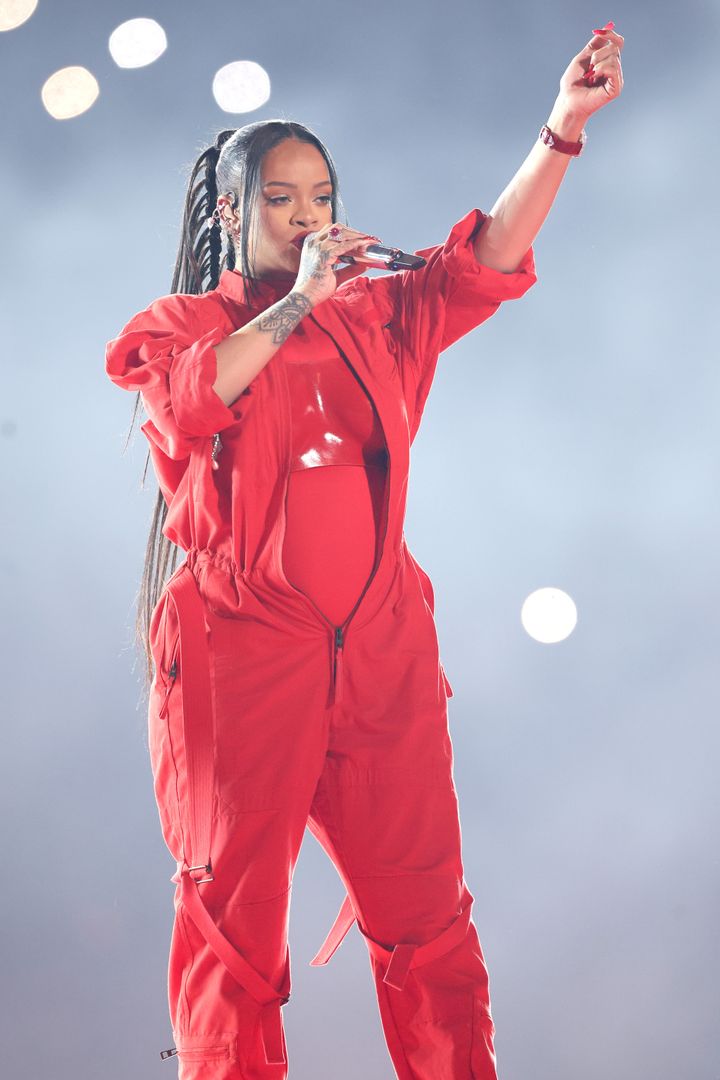 Rihanna performing at the Super Bowl last month