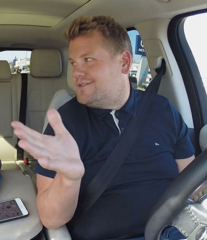 James in the driving seat for a previous Carpool Karaoke scene