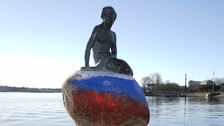 Iconic Little Mermaid Statue Is Vandalized Again, This Time With Russian Flag Iconic Little Mermaid Statue Is Vandalized Again, This Time With Russian Flag