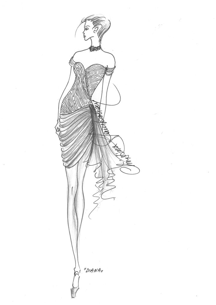 The original sketch of the 'revenge dress'