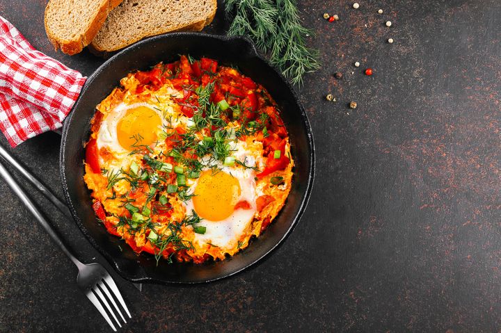 Shakshuka in a cast iron skillet is actually not so great for your skillet!