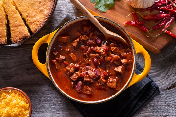 Brothy bean recipes are better made in an enameled cast iron skillet, like the one seen here.