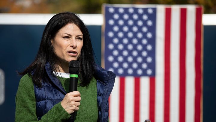 Michigan Attorney General Dana Nessel speaks at a campaign rally held by U.S. Rep. Elissa Slotkin (D-Mich.) on Oct. 16 in East Lansing, Michigan.