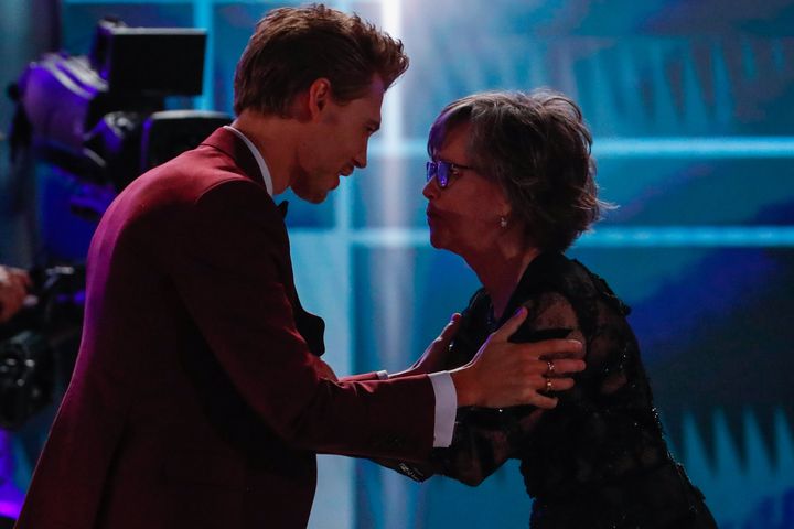 From Left: Austin Butler with Sally Field, who won the Lifetime Achievement Award at the 29th Annual Screen Actors Guild Award in Los Angeles on Feb. 26, 2023.
