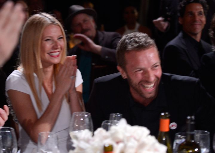 Gwyneth Paltrow and Chris Martin on Jan. 11, 2014, in Beverly Hills, California.