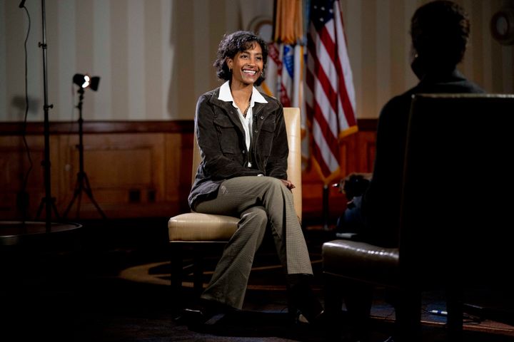 Regan Hopper, the daughter of retired Army Col. Paris Davis, one of the first Black officers to lead a Special Forces team in combat who is set to receive the Medal of Honor for his service in the Vietnam War, speaks during an interview with the Associated Press at a hotel in Arlington, Va., on March 2, 2023. 