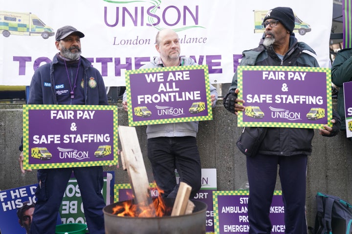  London Ambulance Service workers on strike last month.