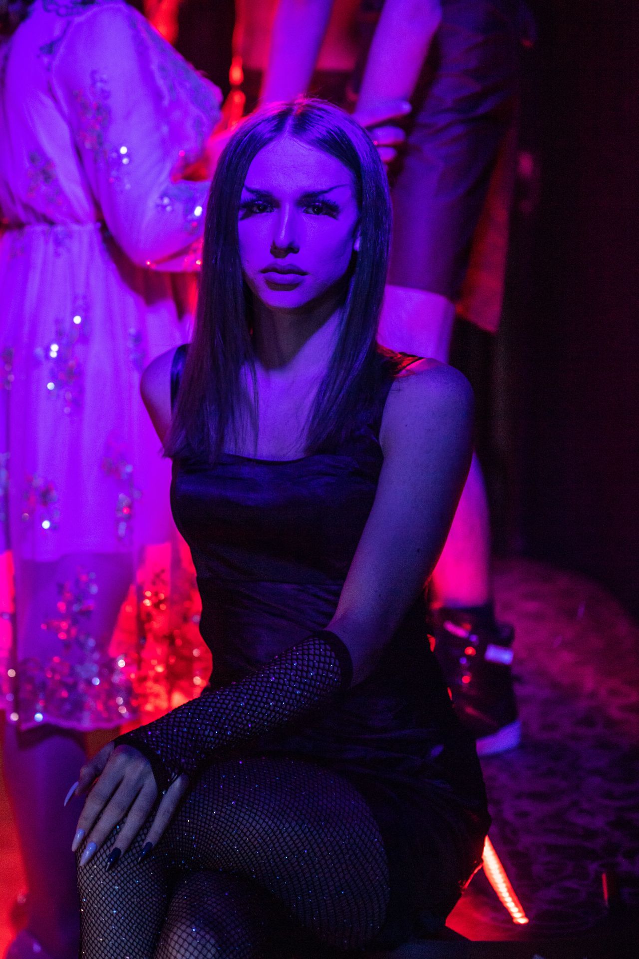 Drag queen Chaika poses inside G-Versace Club.