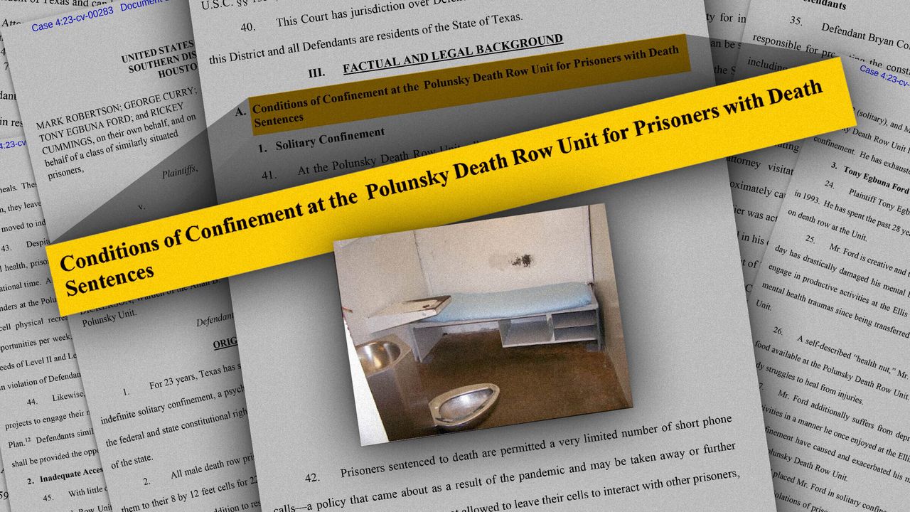 The Polunsky Unit, which houses men on death row, is currently facing allegations that its conditions violate constitutional protections against cruel and unusual punishment.
