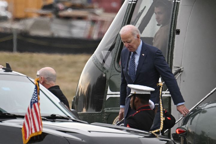 US President Joe Biden arrives at the Walter Reed National Military Medical Center in Bethesda, Maryland on February 16, 2023. - President Biden is at Walter Reed for his annual physical exam. (Photo by ANDREW CABALLERO-REYNOLDS / AFP) (Photo by ANDREW CABALLERO-REYNOLDS/AFP via Getty Images)