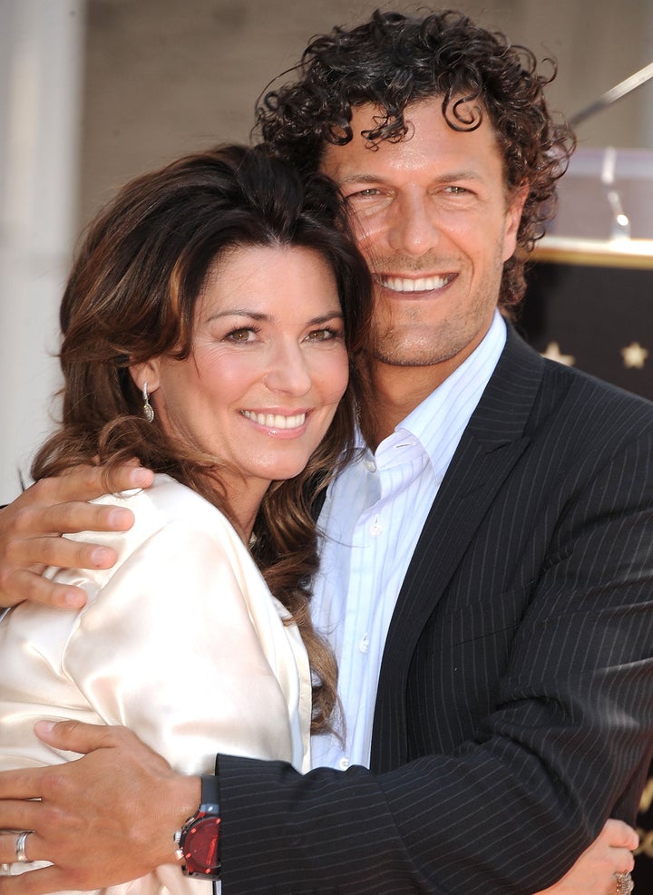 Twain and husband Fred Thiebaud at her Hollywood Walk of Fame induction ceremony in 2011.