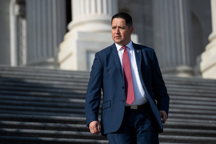 Rep. Tony Gonzales (R-Texas) walks down the House steps in January.