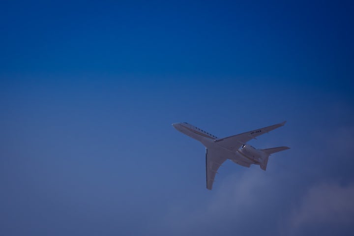 A Bombardier private jet takes off from Hong Kong International Airport last year. A similar aircraft encountered deadly turbulence this week.