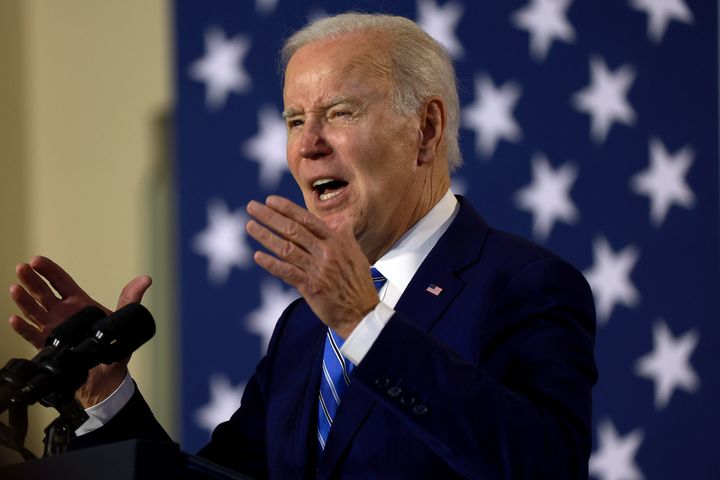 President Joe Biden speaks during an event to discuss Social Security and Medicare held at the University of Tampa on Feb. 9.
