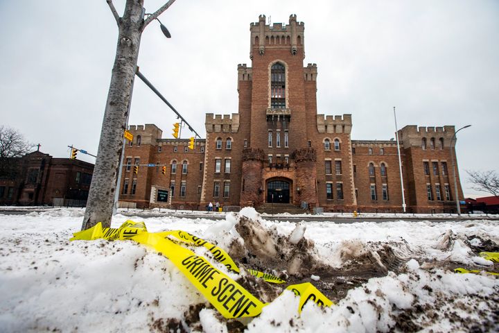 Rochester’s Main Street Armory is pictured Monday after a crowd crush during a rap concert killed one person and injured nine others, police said.