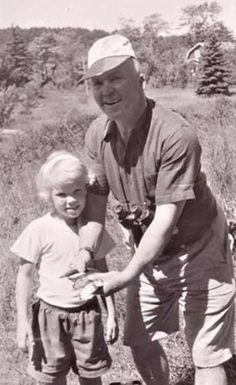 The author and her dad catching a mackerel on Penobscot Bay, Maine, in 1956.