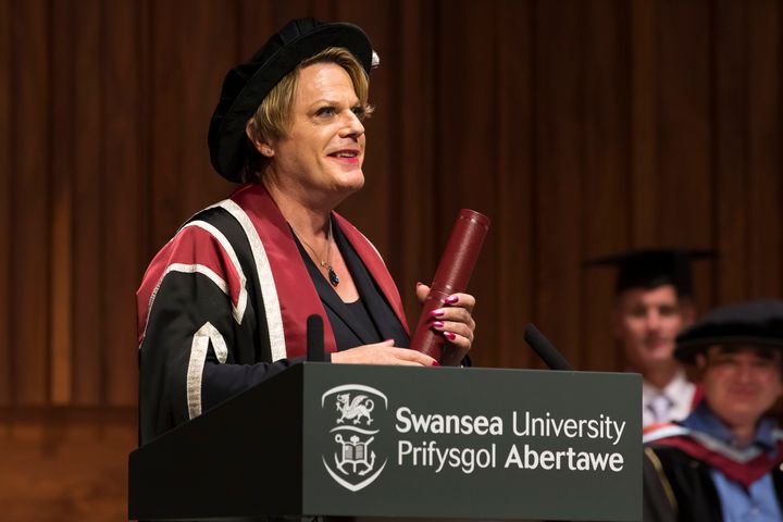 Suzy Eddie Izzard speaks after receiving an honorary degree at Swansea University on July 25, 2019, in Swansea, Wales.