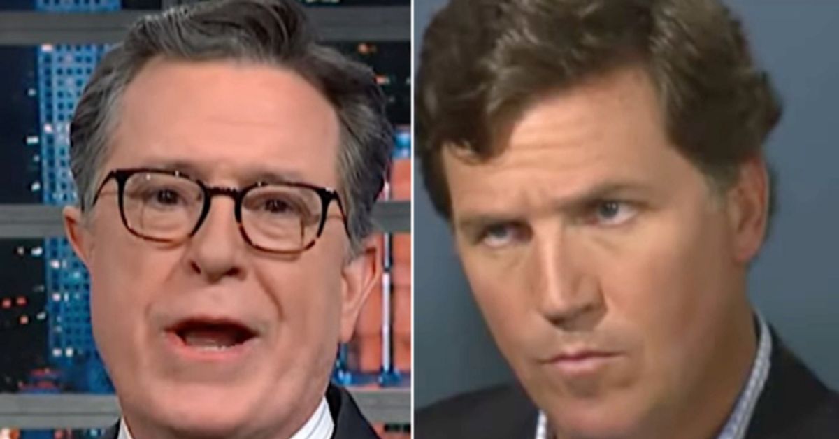 NextImg:Colbert Exposes Tucker Carlson's Most Brazen Jan. 6 Lies In Scathing Opener