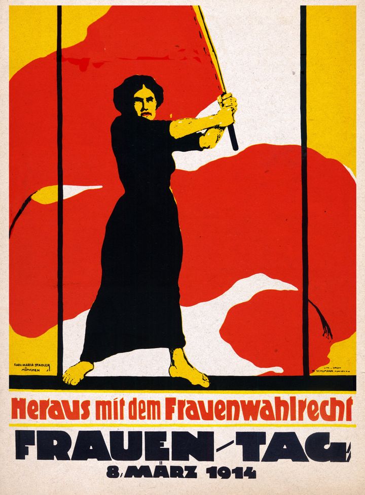 Women's Day, poster by Karl Maria Stadler published in Munich, Bavaria, for March 8. 1914.