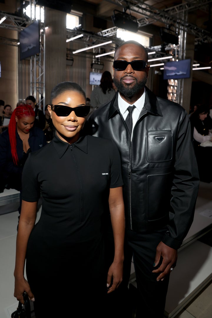 Gabrielle Union (left) and Dwayne Wade were seated in the front row.