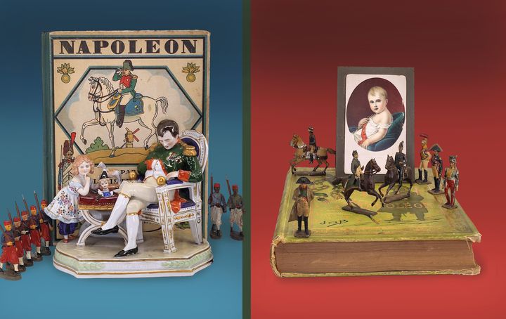 1930: Ναπολέων κοιμώμενος και η κόρη της Ζοζεφίνα με τα παιχνίδια της. (πορσελάνη) 1900 – 1910: Μολυβένιοι αξιωματικοί και ο Ναπολέων της εταιρείας παιχνιδιών VERTUNNI. 1930: Βιβλία: “Les pages de Napoleon” και το παραμύθι “Napoleon”.