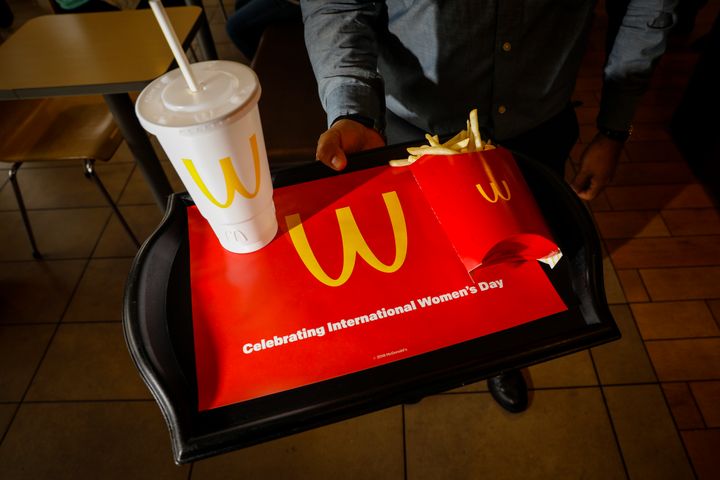 The only McDonald's franchise in the UK had the iconic McDonald's "M" sign flipped upside down, as well as other store branding, in honour of IWD back in 2018.