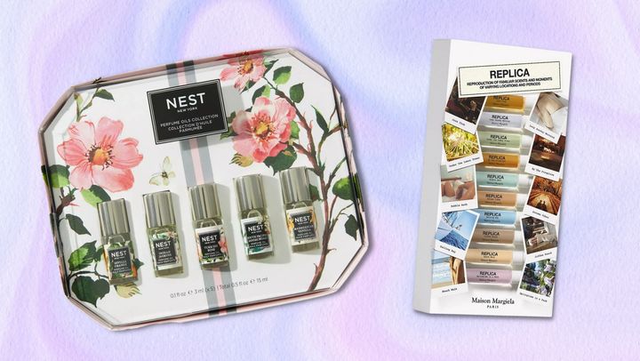 Nest Fragrances' perfume oil discovery set and a Maison Margiela Replica memory box perfume set