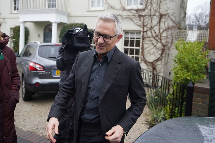 Match Of The Day host Gary Lineker outside his home in London following reports that the BBC is to have a "frank conversation" with the ex-England striker.