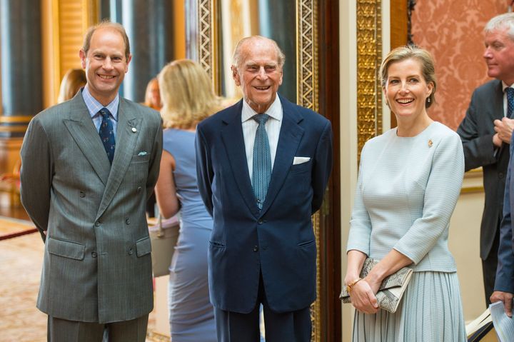 Edward and his wife Sophie with Prince Philip, in 2016