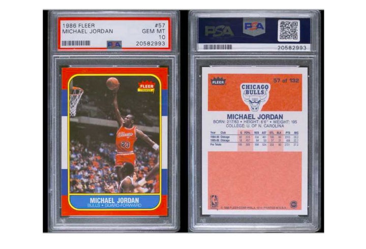 This undated photo provided by the U.S. Attorney's office, shows a counterfeit Michael Jordan basketball card prosecutors say was one of several traded and sold by a Colorado man. Prosecutors in New York say 82-year-old Mayo Gilbert McNeil made more than $800,000 off the scheme over four years. (U.S. Attorney Eastern District of New York via AP)