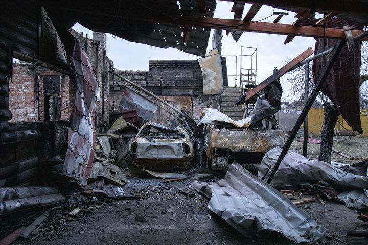 A destroyed field hospital is seen in Zvanivka, Ukraine, near the Bakhmut frontline on March 11, 2023, as fighting continues between Ukrainian forces and Russian troops for control of the eastern mining city.