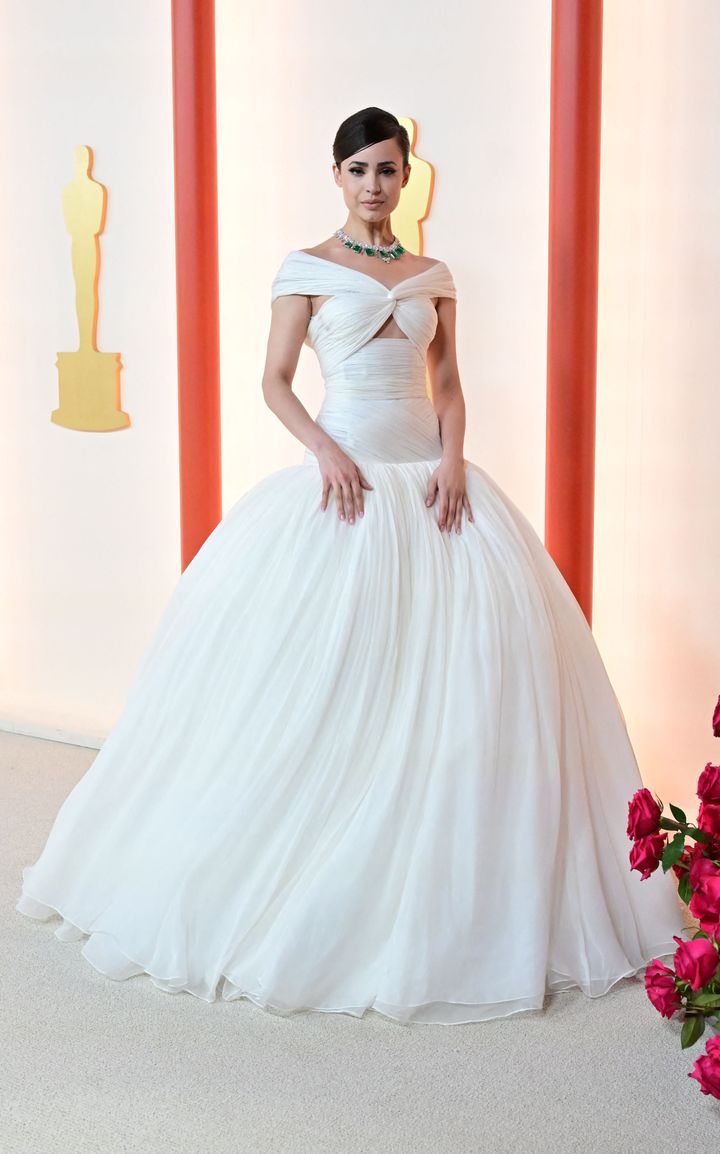 Sofia Carson on the red carpet at the 95th Academy Awards.