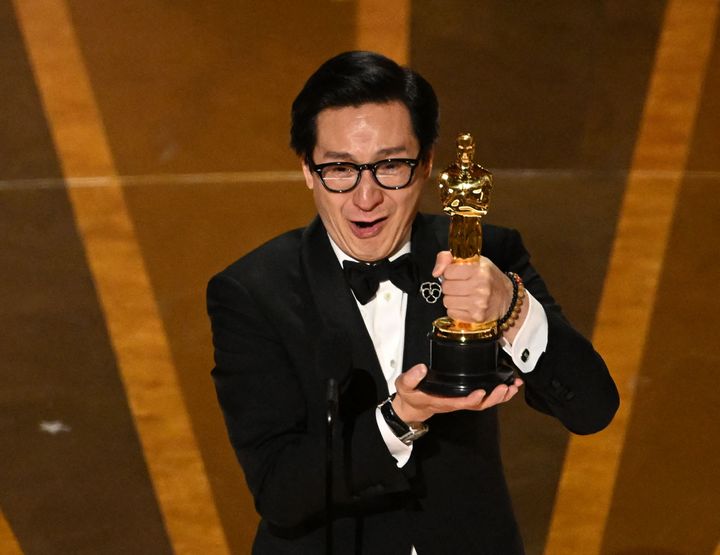 Ke Huy Quan on stage at this year's Oscars