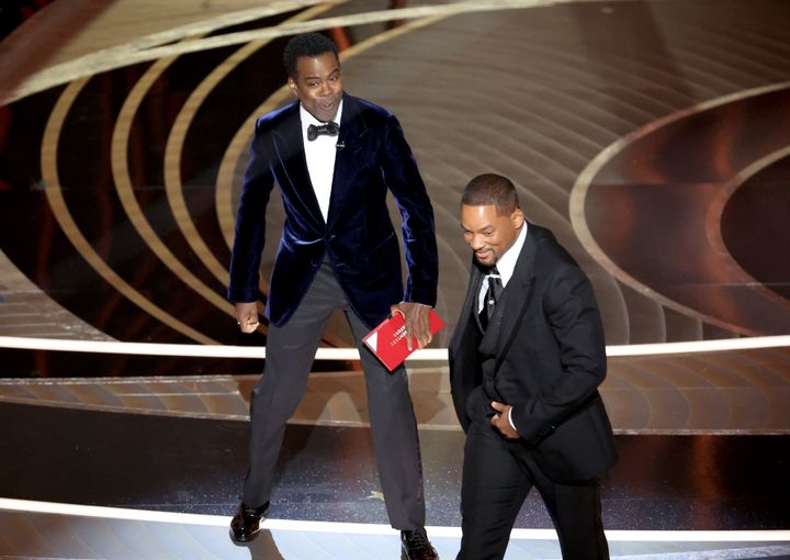Chris Rock and Will Smith on stage at last year's Oscars