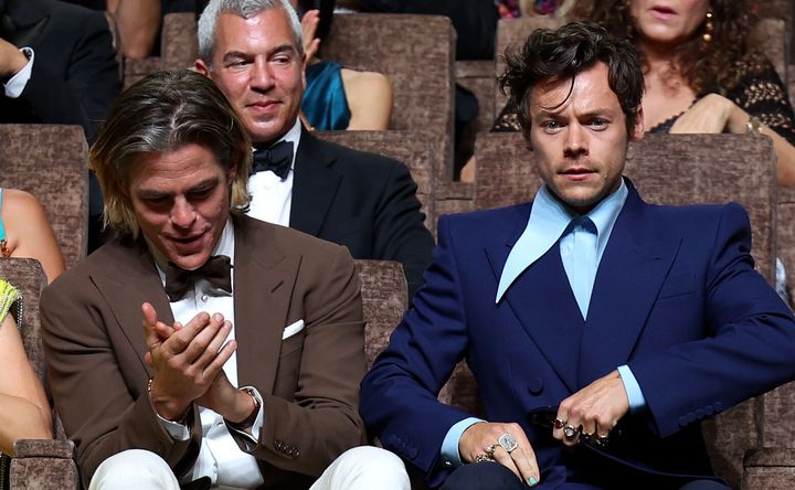 Chris Pine and Harry Styles at the premiere of Don't Worry Darling at the Venice Film Festival last year