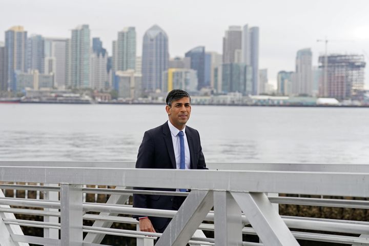 Prime Minister Rishi Sunak departs after taking part in media interviews at the harbour in San Diego, US, ahead of his meetings with US President Joe Biden and Prime Minister of Australia Anthony Albanese as part of Aukus, a trilateral security pact between Australia, the UK, and the US. Picture date: Monday March 13, 2023.