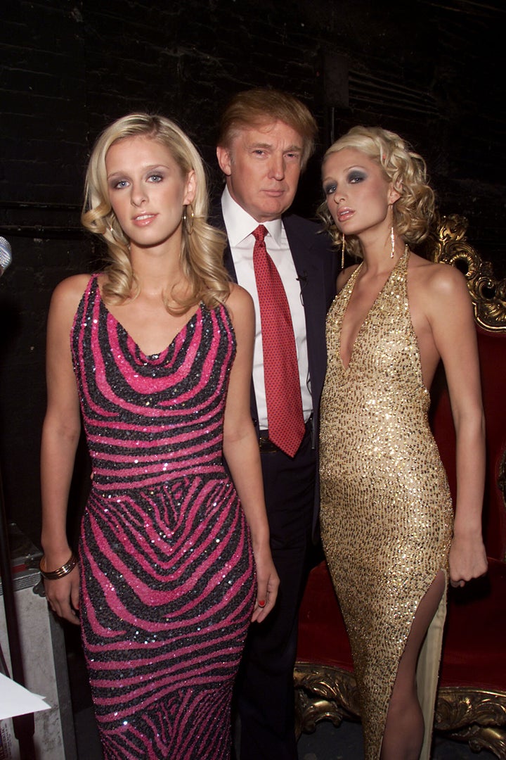 From left: Nicky Hilton, Donald Trump and Paris Hilton at the 2001 VH1 Vogue Fashion Awards.
