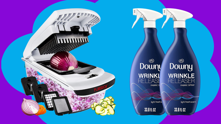 A produce chopper and Downy wrinkle-release spray.