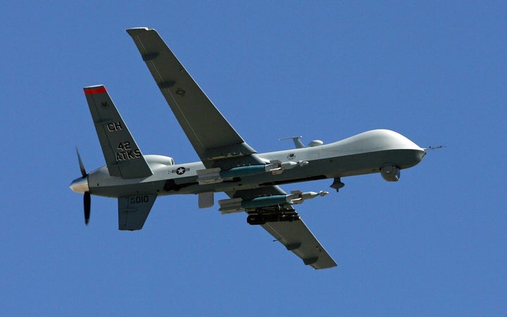 墜落した無人機と同型の機体。米空軍のMQ-9無人偵察機（2007年撮影）