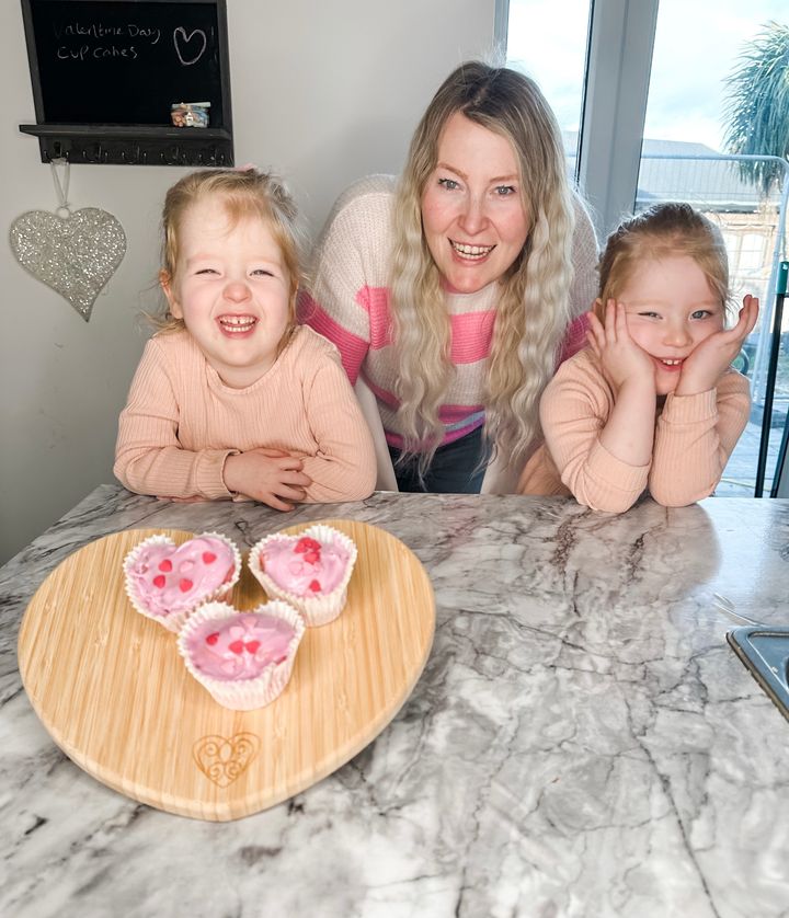 Casey and her daughters who are now three years old.