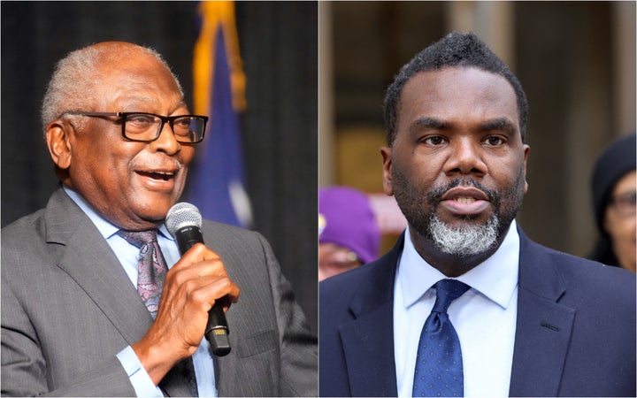 Rep. Jim Clyburn (D-S.C.), left, is endorsing Brand Johnson, right. Clyburn's endorsement could buttress Johnson's argument that he is the only authentic Democrat in the race.