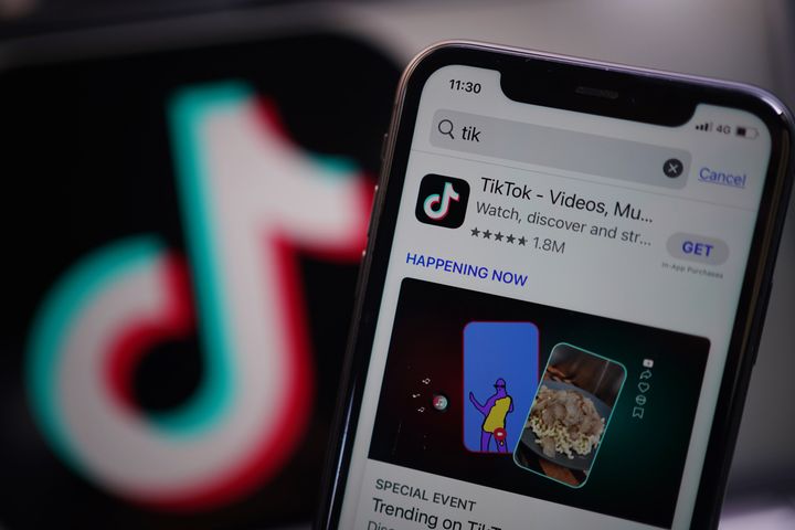The TikTok app on the App Store on an iPhone screen. Cabinet Office minister Oliver Dowden, has confirmed TikTok will be banned on Government devices following a review. Picture date: Thursday March 16, 2023.