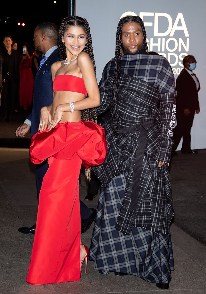 Zendaya and Law Roach attend the Council of Fashion Designers of America Awards on November 10, 2021, in New York City.