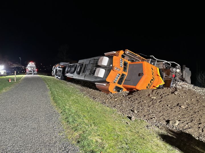 A BNSF train derailed in northwest Washington early Thursday, local officials said, spilling an uncertain amount of diesel fuel.