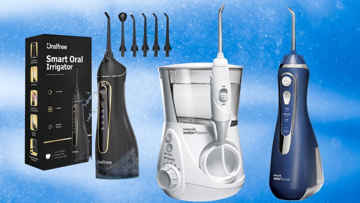 A smart oral irrigator by Oralfree, the Waterpik Aquarius flosser and a cordless Waterpik Advanced flosser.