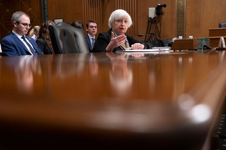 Treasury Secretary Janet Yellen told the Senate Finance Committee there would be time to look at bank regulation changes ahead but for now she was focused on maintaining confidence in the system.